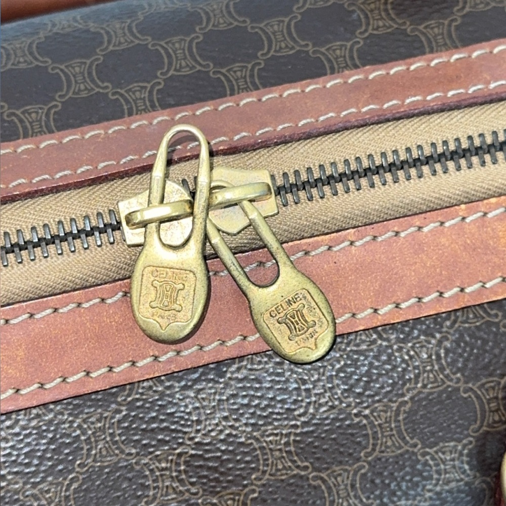 CELINE MACADAM PATTERN BOSTON BAG BROWN PVC GOLD w/ KEY LOCK AUTHENTIC - Picture 12 of 15